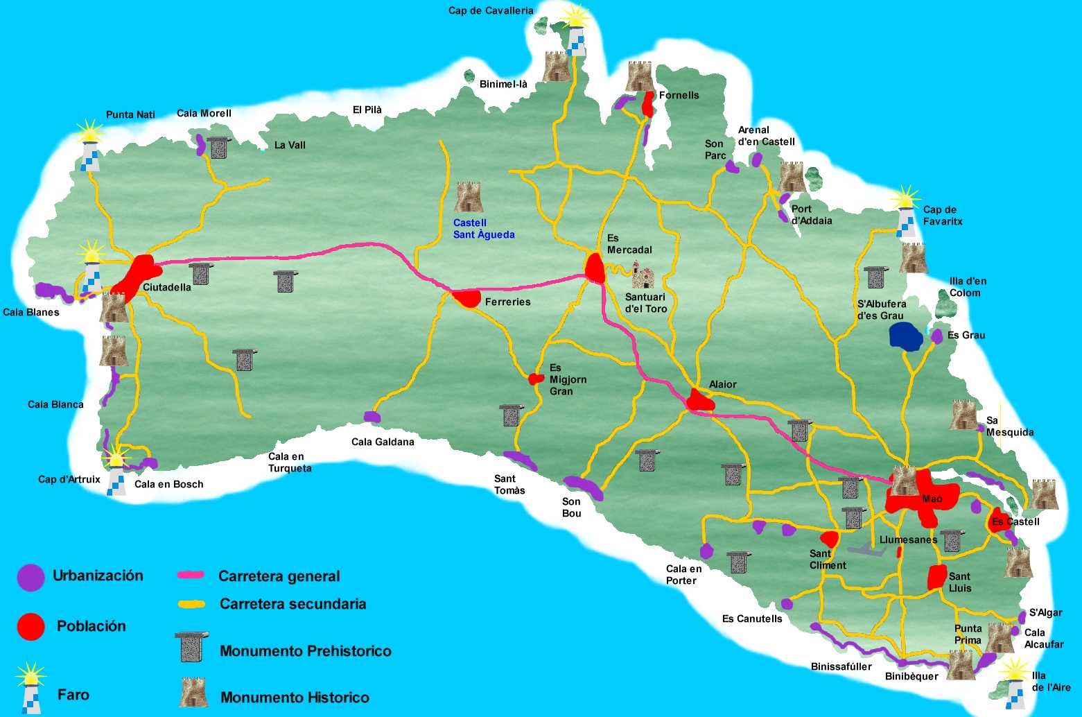 mapa de menorca