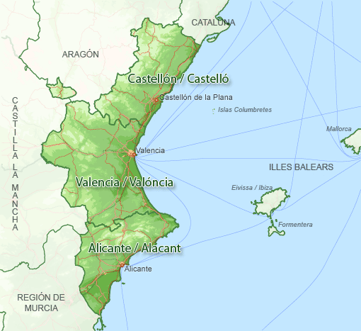 mapa comunidad valenciana